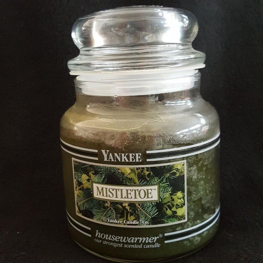 Yankee Candle Retired Black Band Mistletoe Xmas Housewarmer 14.5 oz Jar Rare